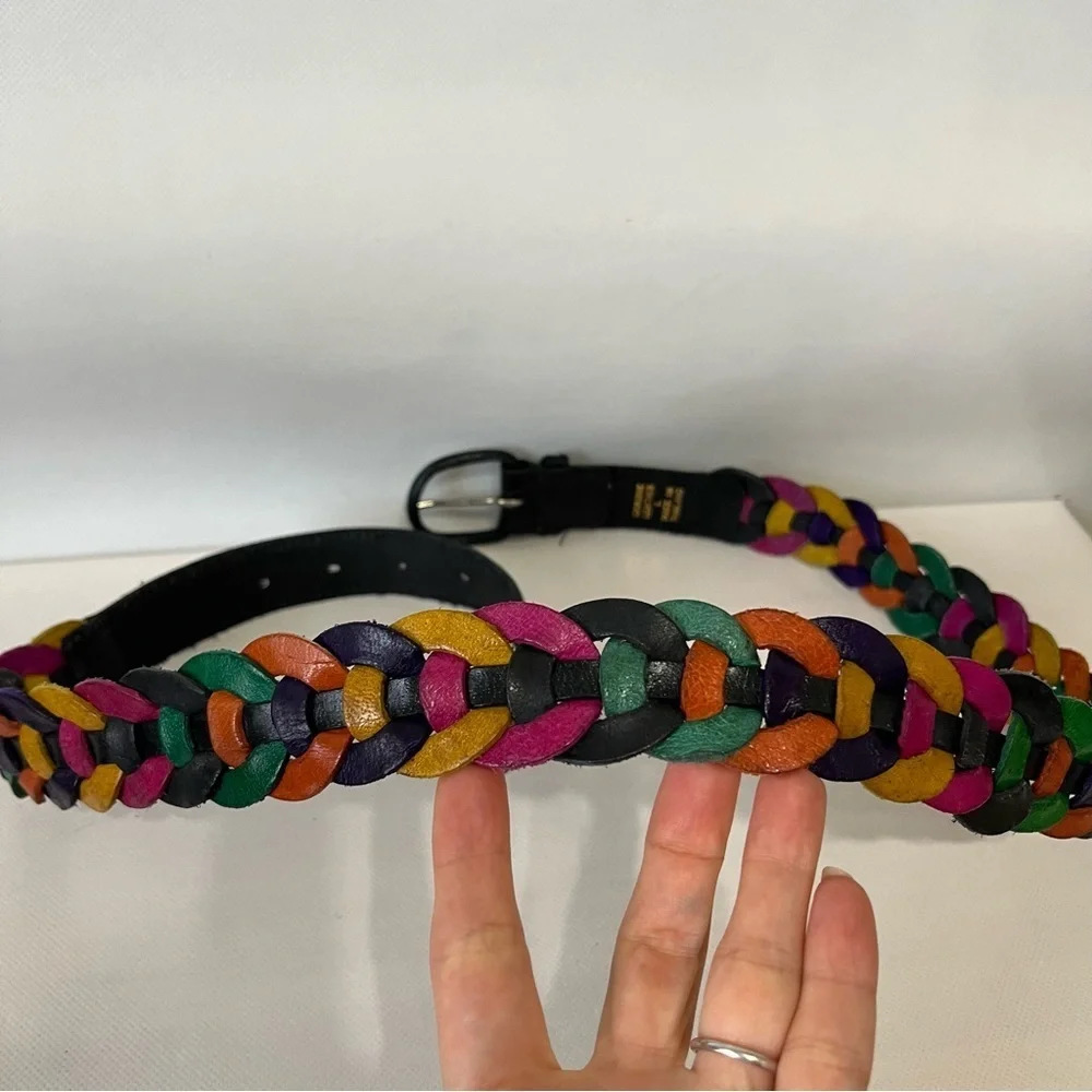 Vintage Braided Leather Colorful Belt